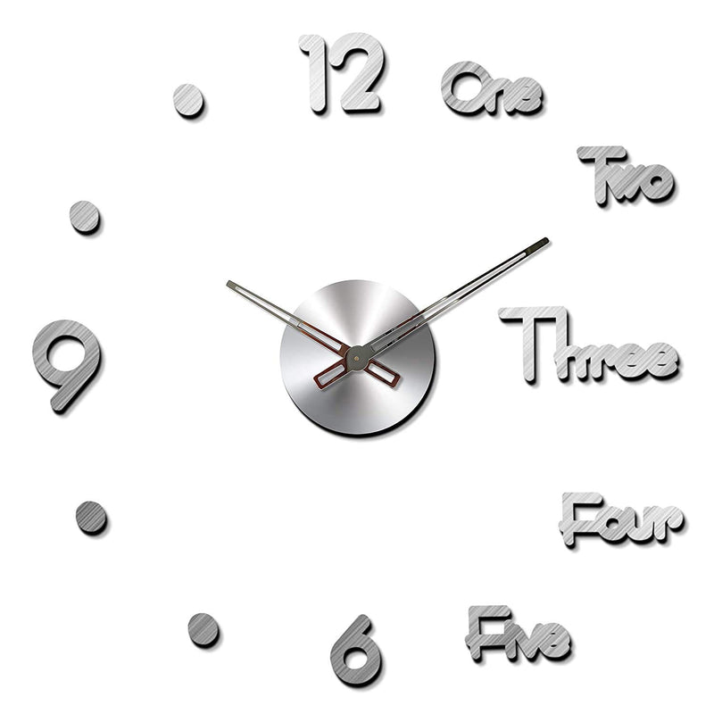 Acrylic DIY Frameless 3D Mirror Sticker Large Wall Clock for Home Office Decorations (Black) - AL050-S