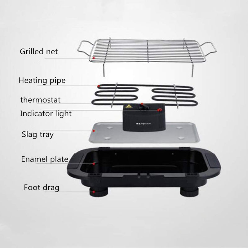 Charcoal Briefcase Style Portable Folding Chromium Steel Barbeque Grill Toaster (Electric BBQ - Medium with Cooking Brush)