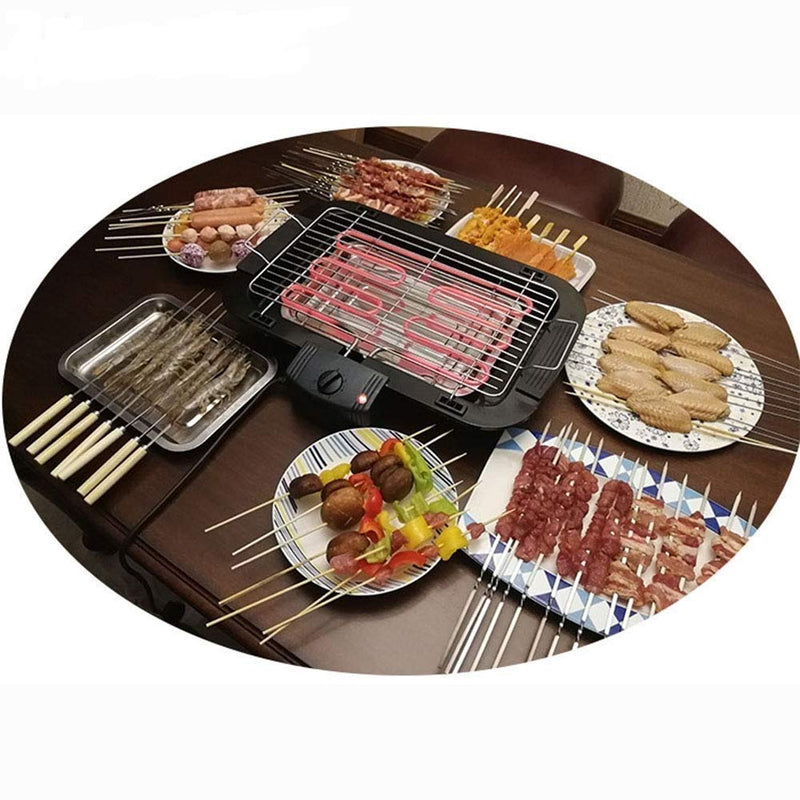 Charcoal Briefcase Style Portable Folding Chromium Steel Barbeque Grill Toaster (Electric BBQ - Medium with Kitchen Knife Cooking Brush)
