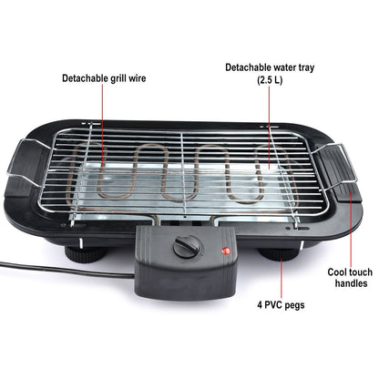 Charcoal Briefcase Style Portable Folding Chromium Steel Barbeque Grill Toaster (Electric BBQ - Medium with Kitchen Knife Cooking Brush)