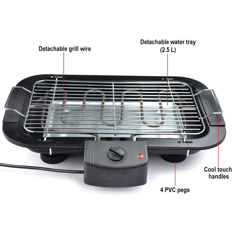 Charcoal Briefcase Style Portable Folding Chromium Steel Barbeque Grill Toaster (Electric BBQ - Medium with Kitchen Knife Cooking Brush)