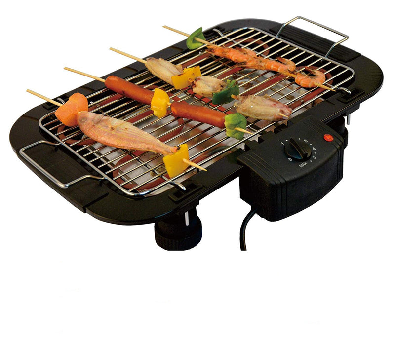 Charcoal Briefcase Style Portable Folding Chromium Steel Barbeque Grill Toaster (Electric BBQ - Medium with Cooking Brush)