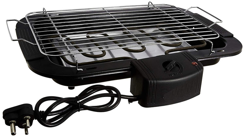 Charcoal Briefcase Style Portable Folding Chromium Steel Barbeque Grill Toaster (Electric BBQ - Medium with Cooking Brush)