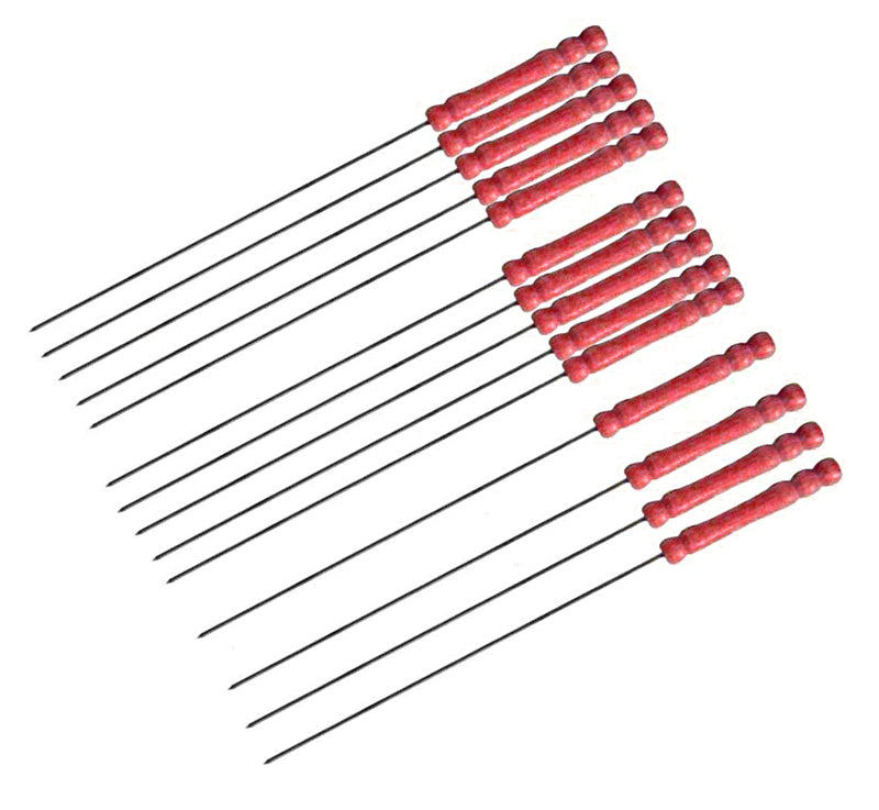 BBQ Skewers Tandoor for Barbecue, Grill | Stainless Steel Stick with Wooden Handle Pack of 12 - BBQSKW