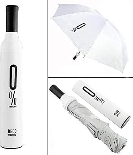 Folding Portable Fold Wine Bottle Umbrella with Plastic Case for Women and Kids