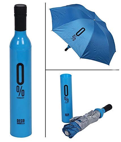 Folding Portable Fold Wine Bottle Umbrella with Plastic Case for Women and Kids