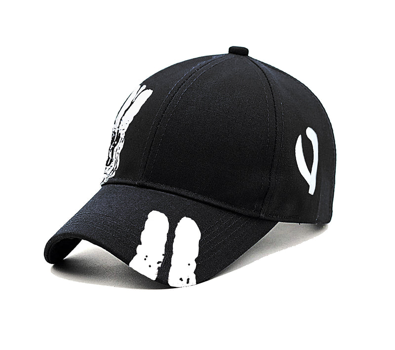 Men Boys Stylish Baseball Adjustable Printed Black Cap - CAP-BK-PRNT-2