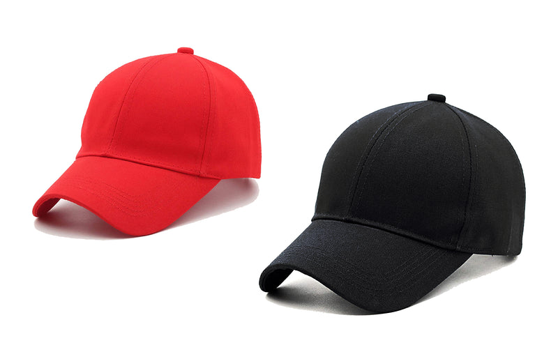 Men Boys Stylish Fancy Baseball Adjustable Cap (Pack of 2) - CAP-BK-RD