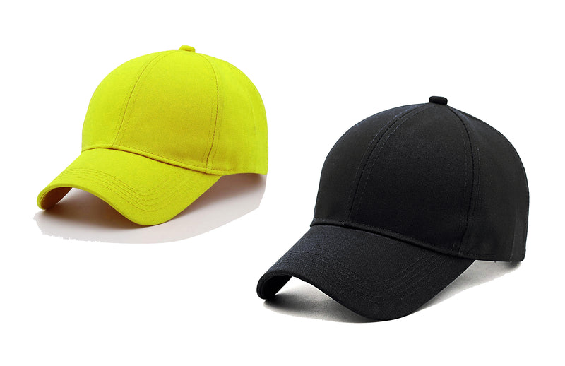 Men Boys Stylish Fancy Baseball Adjustable Cap (Pack of 2) - CAP-BK-YL