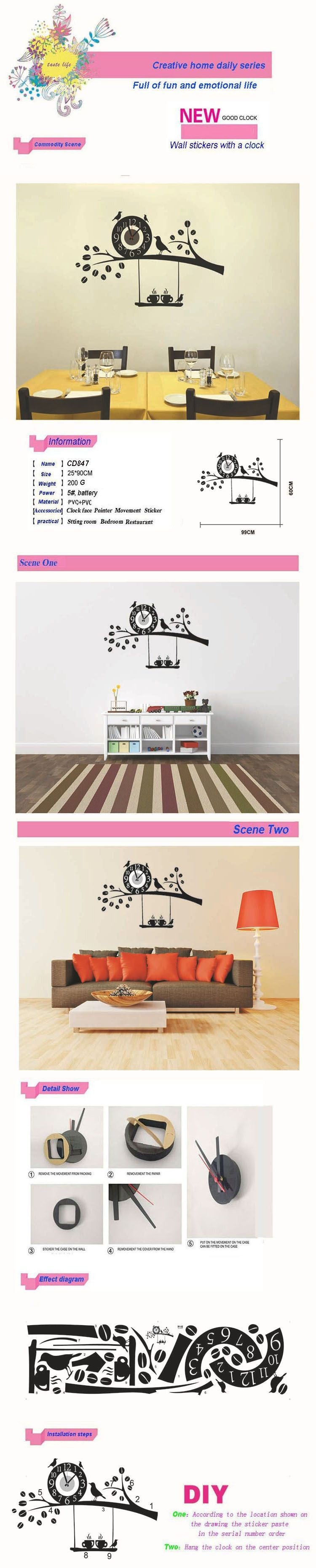 DIY Wall Clock 3D Sticker Home Office Decor 3D Wall Clock - DIYCD847