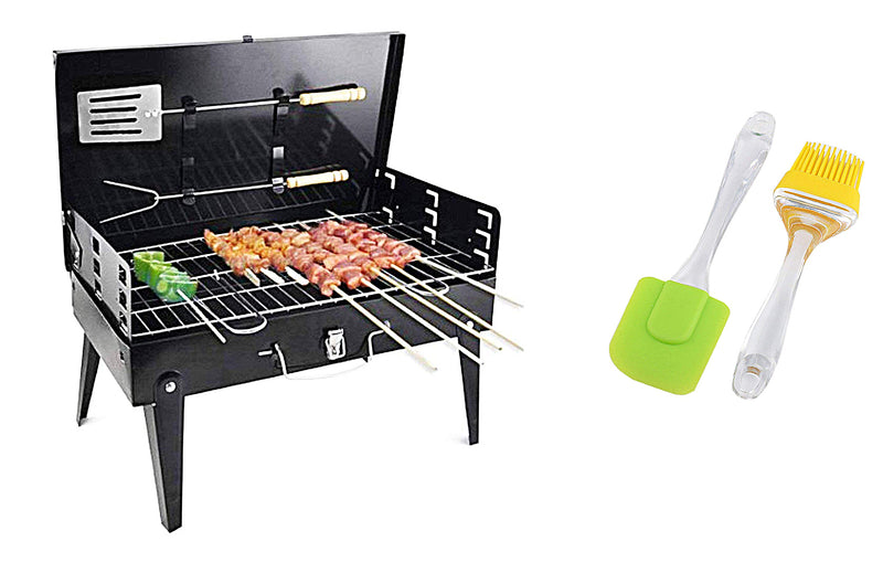 Charcoal Barbeque Grill with Cooking Silicon Spatula and Brush