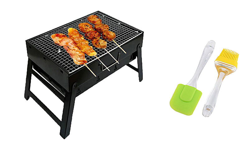Charcoal Barbeque Grill with Cooking Silicon Spatula and Brush