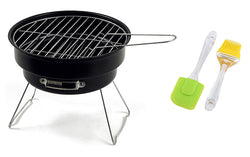 Charcoal Portable Round Charcoal BBQ with Cooking Silicon Spatula Brush