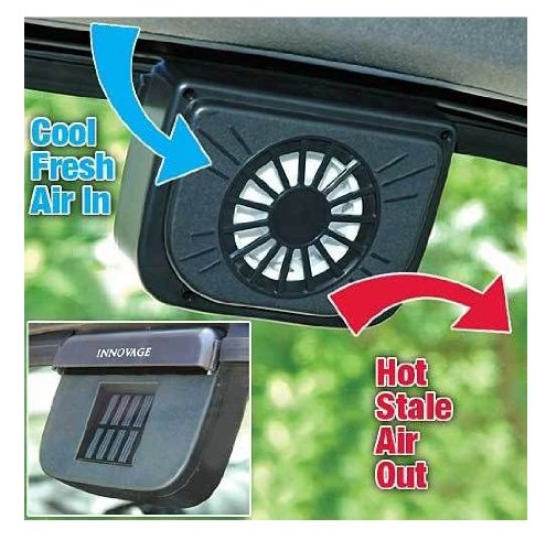 Auto Cool- Solar Powered Ventilation Fan Keeps Your Parked Car Cool -Black - CRCLR