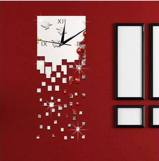 DIY Wall Clock 3D Sticker Home Office Decor Wall Clock ( Covering Area: 18 x 46 cm ) - DIY458S-N1