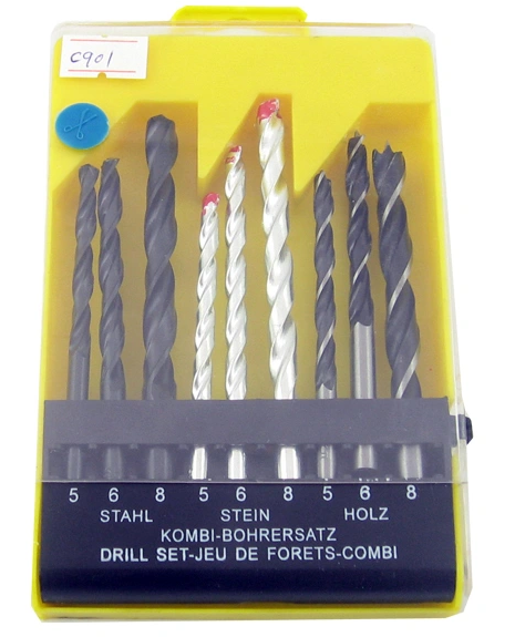 Shopper52 Drill Bit Set, 9 Size Bits for Electric Manual Drilling Machine for Wall, Iron, and Wood - 9PCBIT