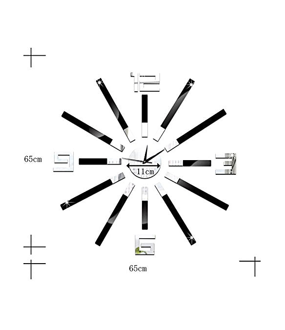 DIY Wall Clock 3D Sticker Home Office Decor 3D Wall Clock (Covering Area:55*55cm) - DIYCD814