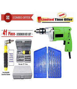 Special Combo Offer! Powerful Drill Machine + 13Pcs Drill Bit Set + 41 Pcs Toolkit Screwdriver - DR13B41T