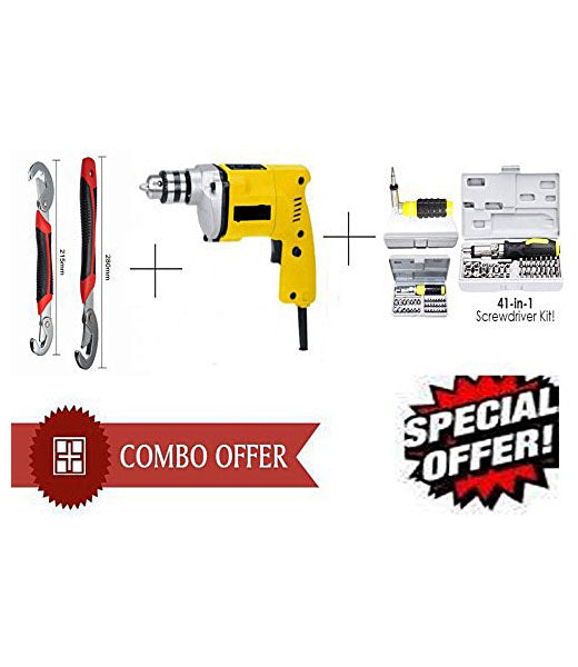 Buy Powerful Drill Machine + 41 Pcs Tool Kit Screwdriver + Snap N Grip Wrench - DRL41SNP