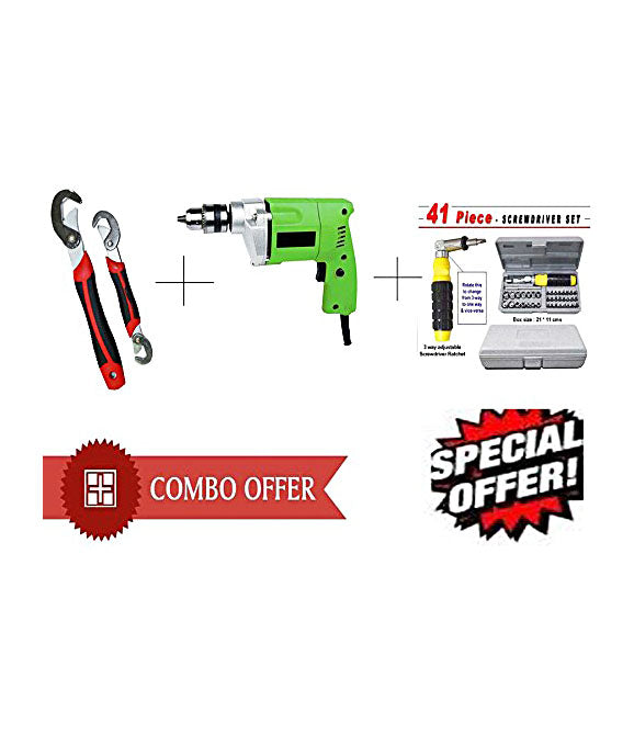 Buy Powerful Drill Machine + 41 Pcs Tool Kit Screwdriver + Snap N Grip Wrench - DRL41SNP