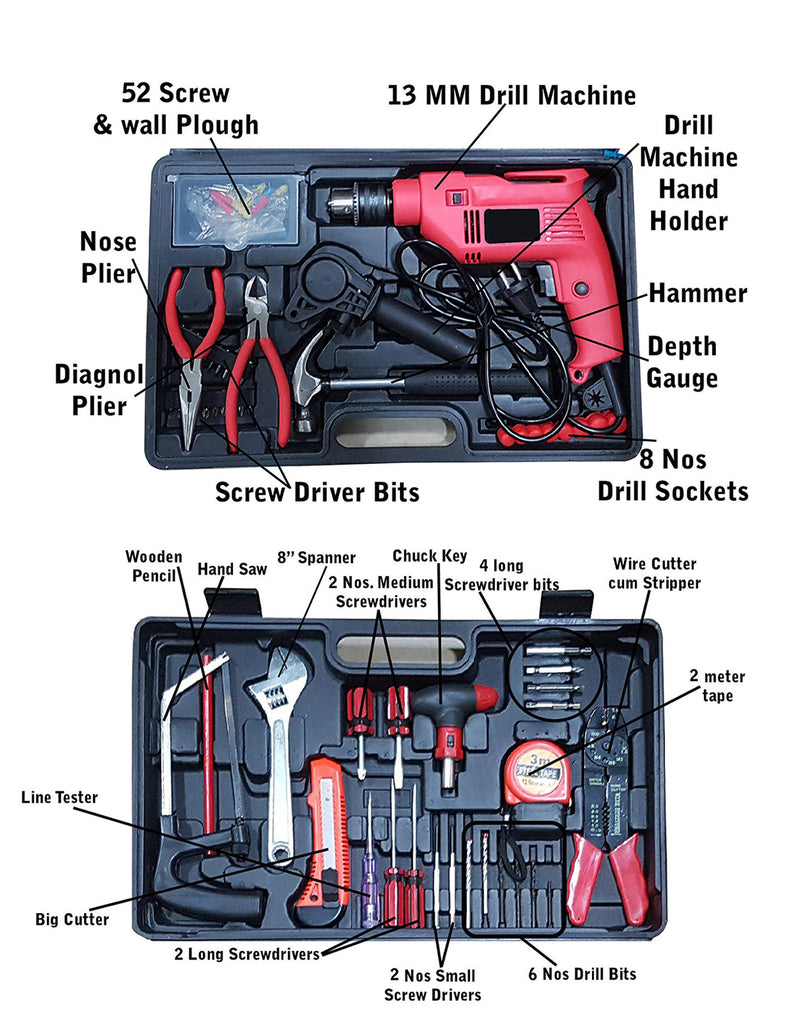 Premium Quality 13mm Electric Drill Machine with 101Pcs Tool Kit - DRLTOOLSET