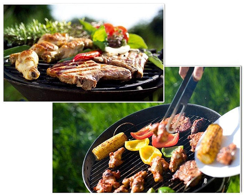 Round Charcoal Portable Barbeque Grill with Kitchen Knife Set