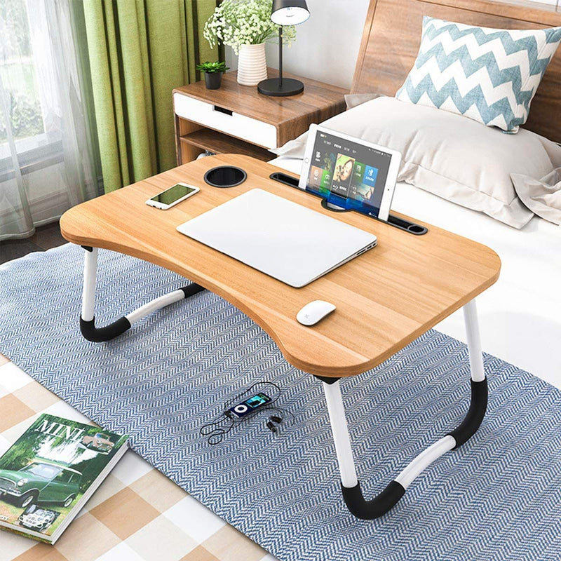 Foldable Portable Adjustable Multifunction Laptop Study Lapdesk Table - HQMPTCUP-BR