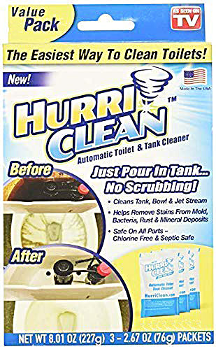 Hurri Clean Automatic Toilet and Tank Cleaner Stain Remover Scrub Cross Fast Powder - HURRICL