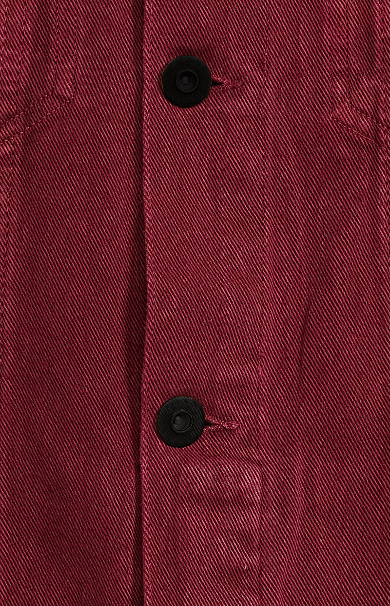 Men Regular Fit Washed Full Sleeve Denim Jacket - Maroon