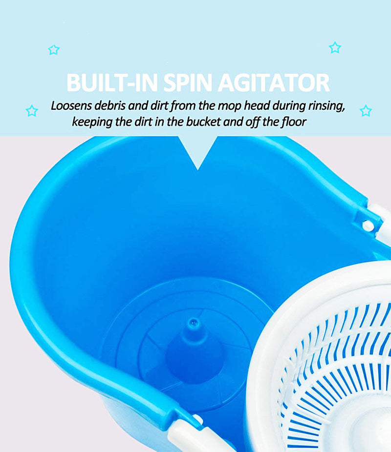 Magic Spin Mop with Bucket Set with Easy Wheels for Best 360 Degree Floor Cleaning Mop with 2 Refill Head Magic Mop