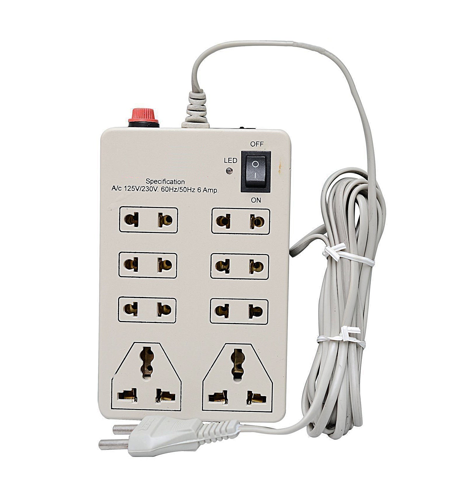 Mini Strips Extension Board 8 Plug Point Plastic Extension Board with Fuse