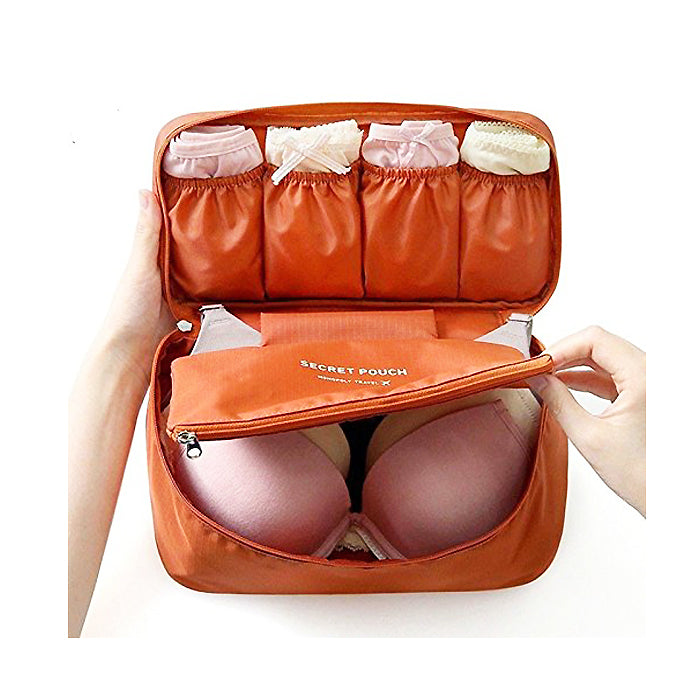 Undergarments and Innerwear Storage Bag Travel Organiser Polyester Pouch Bra Organiser Toiletry Bag Pouch Brown - MOTUDPBR