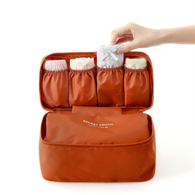 Undergarments and Innerwear Storage Bag Travel Organiser Polyester Pouch Bra Organiser Toiletry Bag Pouch Brown - MOTUDPBR