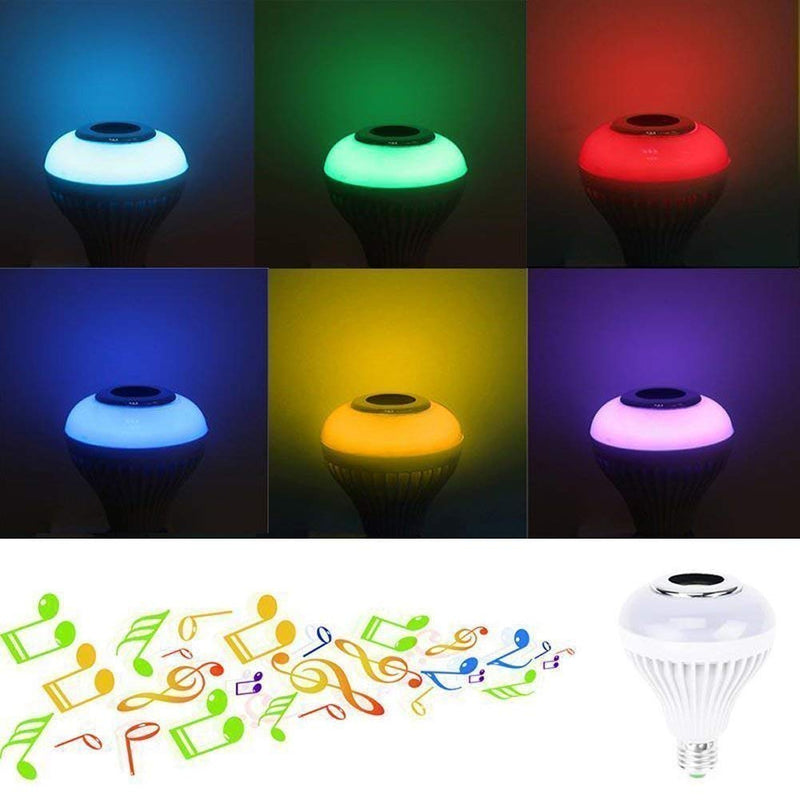 Music LED Bulb Bluetooth Speaker with Remote Control for Home, Bedroom, Living Room, Party Decoration (White) - MUSICLED