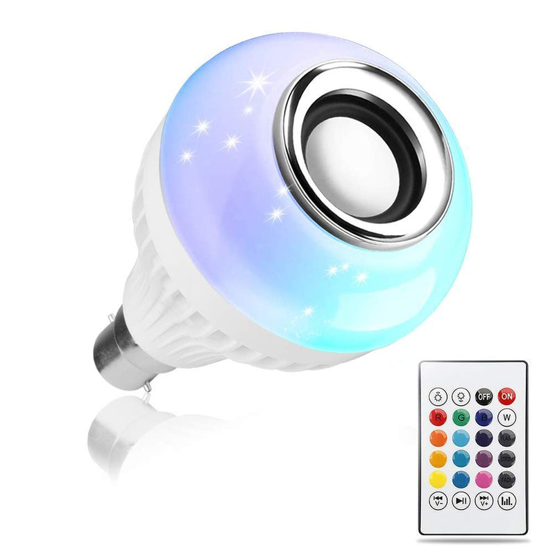 Music LED Bulb Bluetooth Speaker with Remote Control for Home, Bedroom, Living Room, Party Decoration (White) - MUSICLED