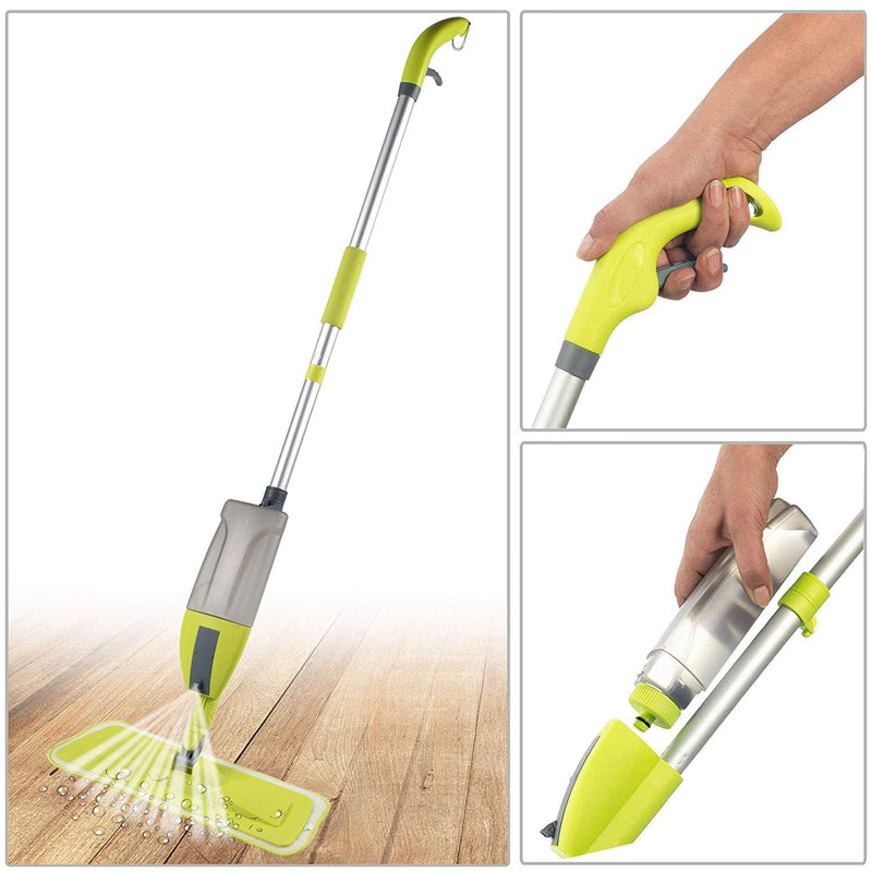 Stainless Steel Microfiber Floor Cleaning Spray Mop with Removable Washable Cleaning Pad and Integrated Water Spray Mechanism - SPYMOP