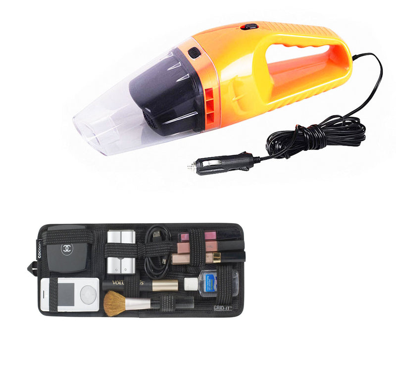 12V Wet & Dry Car Vacuum Cleaner  With Genuine Cocoon Grid-It Car Sun Visor Organizer Storage - DC12VGRID
