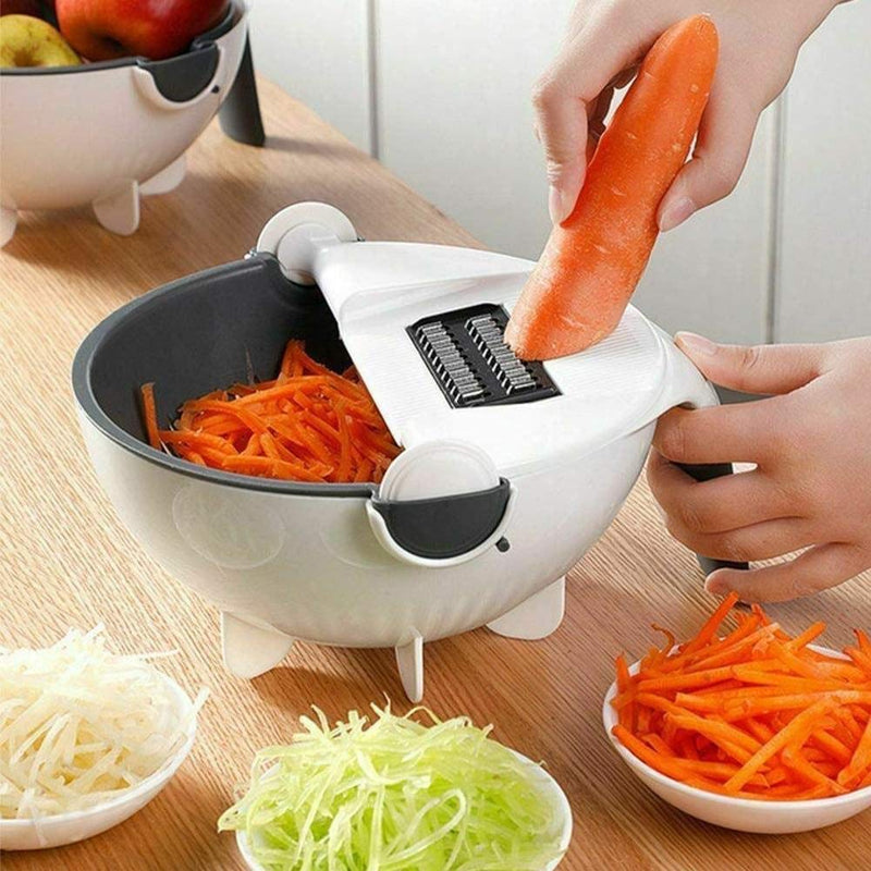 9 in 1 Vegetable Cutter with Drain Wet Basket Kitchen Shredder Grzater Slicer Magic Multifunctional Rotate Vegetable Cutter - WETBASK