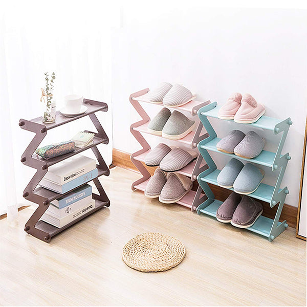 4 Layer Z Type Lightweight Sleek Space Saving Shoe Organizer Rack for Home and Office - 	 ZSHRK