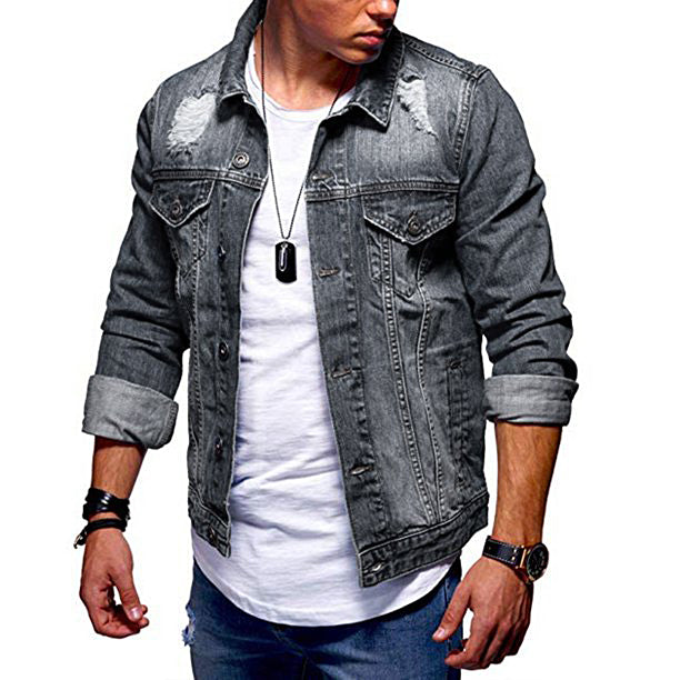 Men Regular Fit Washed Full Sleeve Black Toned Denim Jacket - JK-TONE2-GY